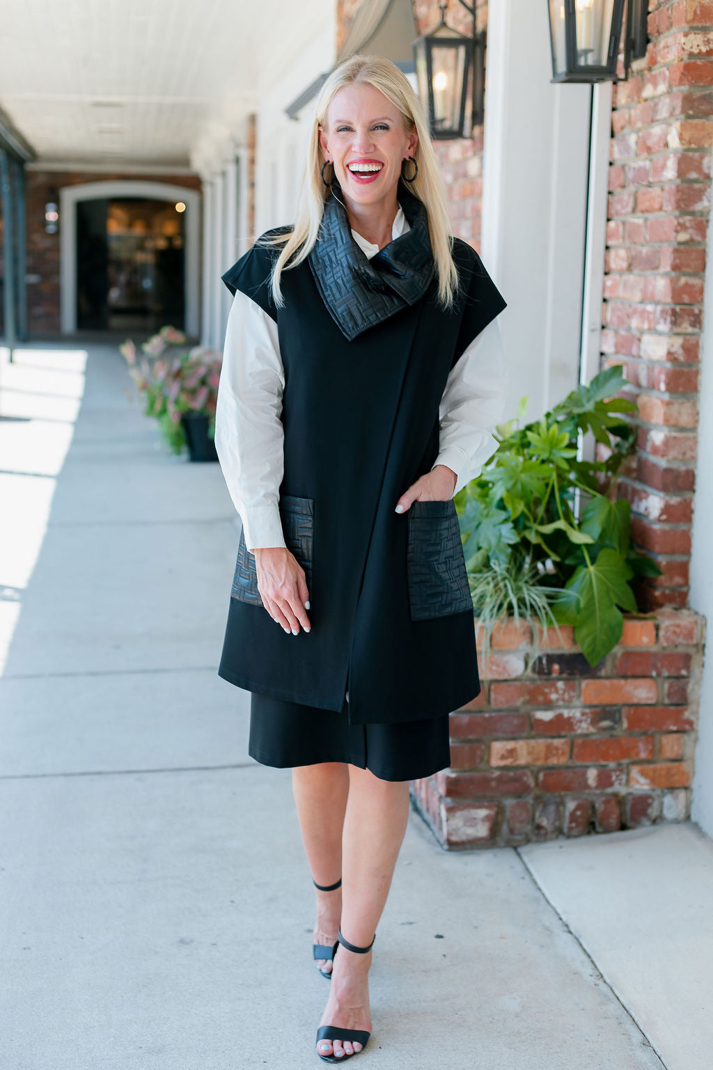 Knit Vest with Quilted Collar