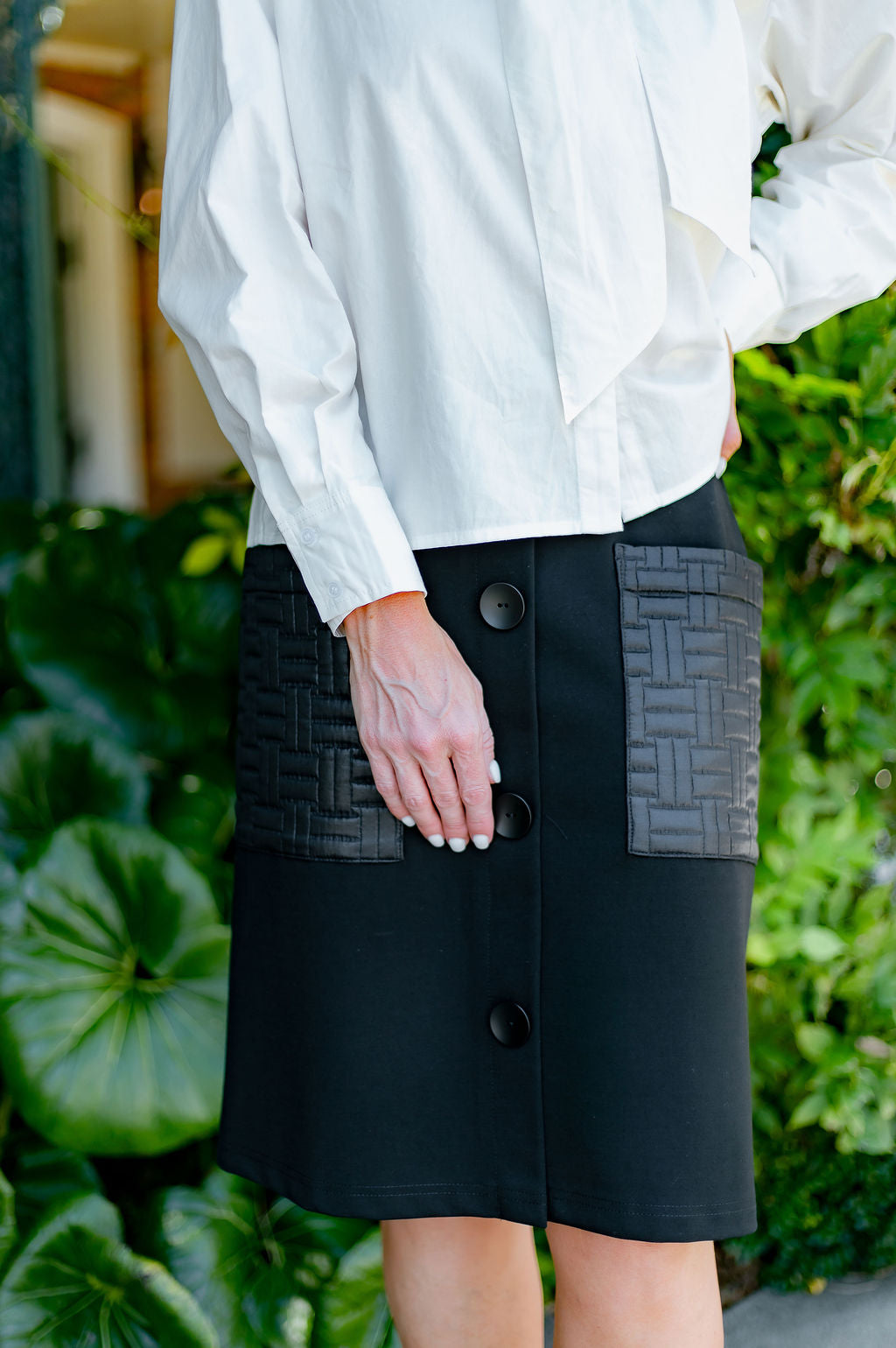 Knit Skirt with Quilted Pockets