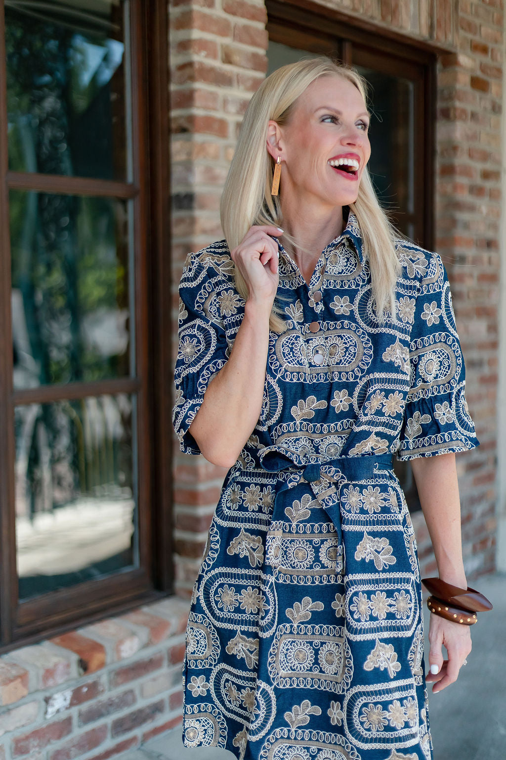 Embroidered Denim Dress