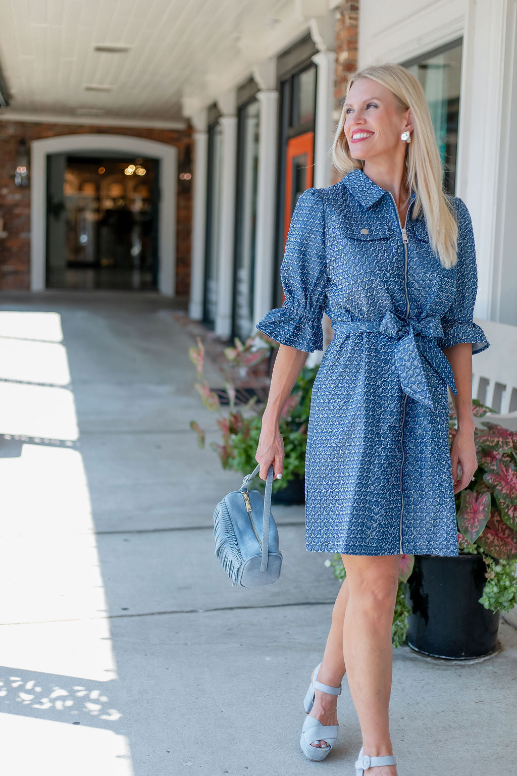 Zip Front Denim Dress