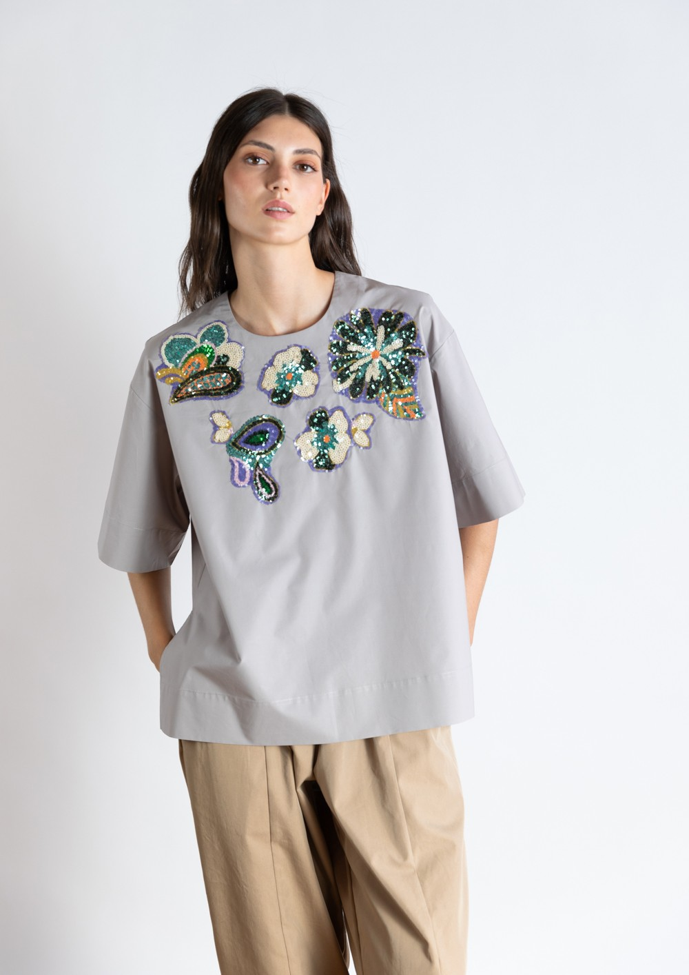 Sequin Poplin Blouse