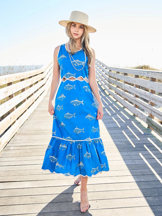 Linda Dress | Blue Fish
