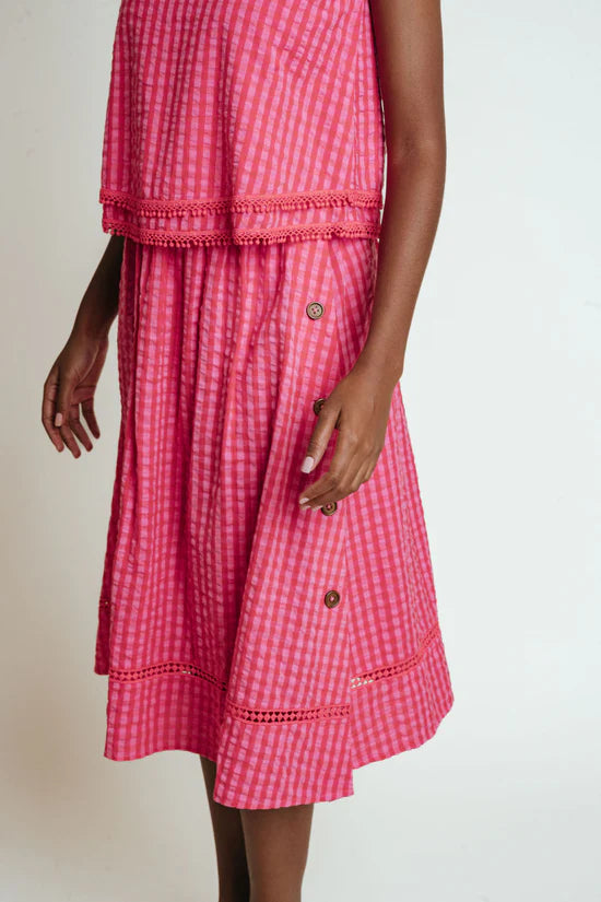 Baha Skirt | Pink/Red Check