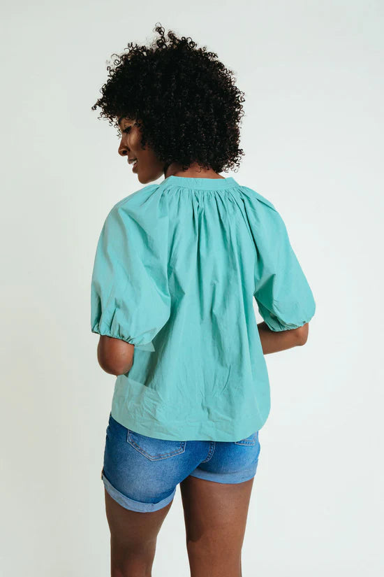 Henley Blouse | Aqua