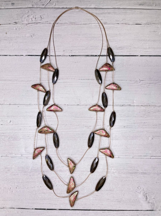 Fuchsia & Beige Necklace