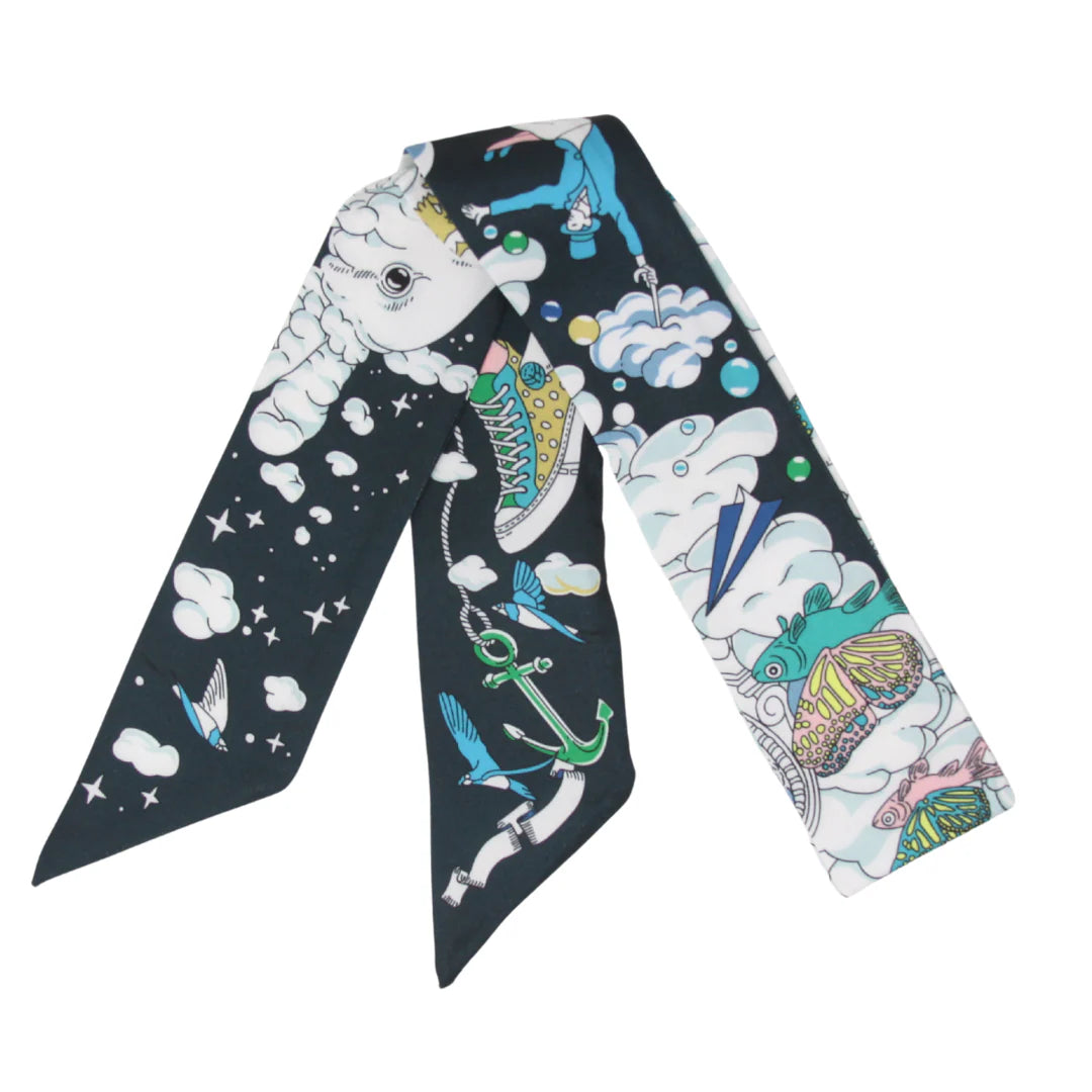 Skinny Silk Scarf | Navy