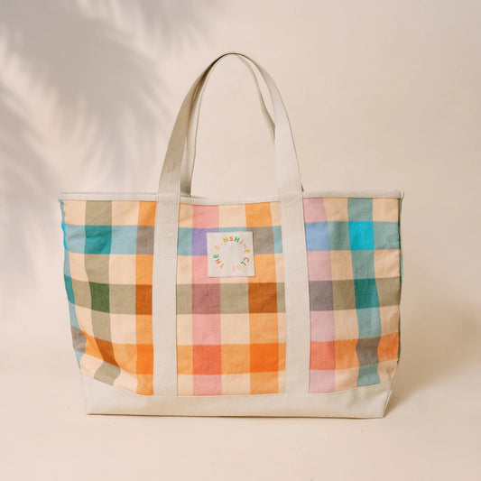 Rainbow Plaid Tote