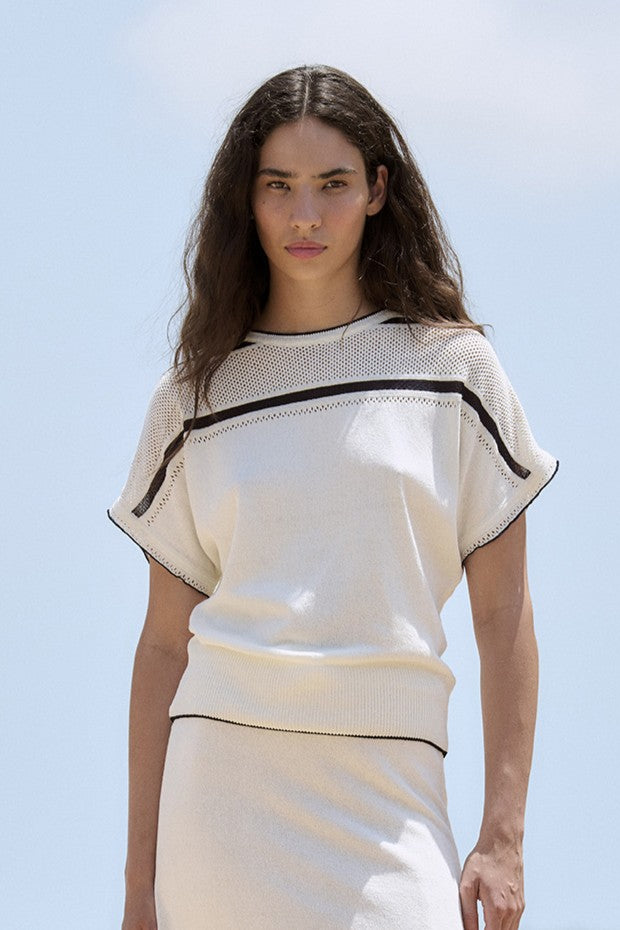 Openwork Yoke Sweater