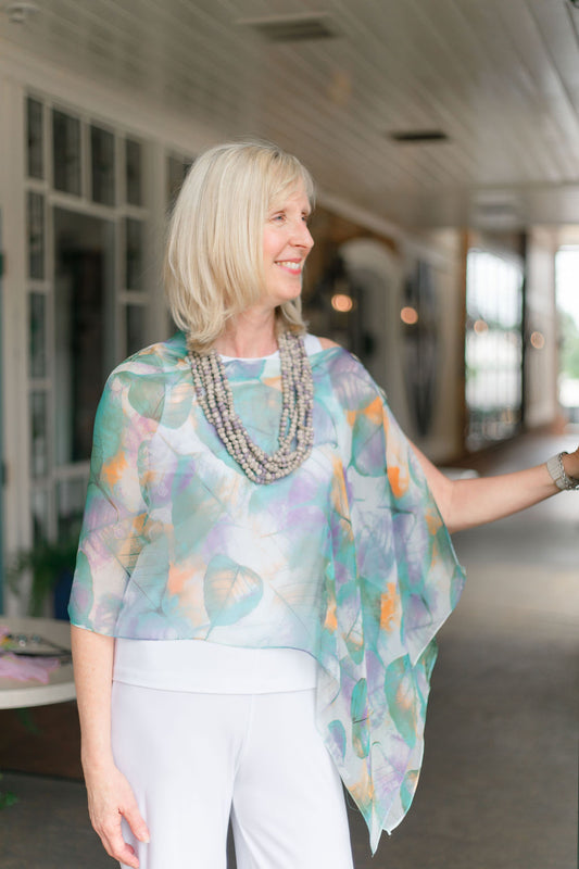 Teal Leaves Poncho