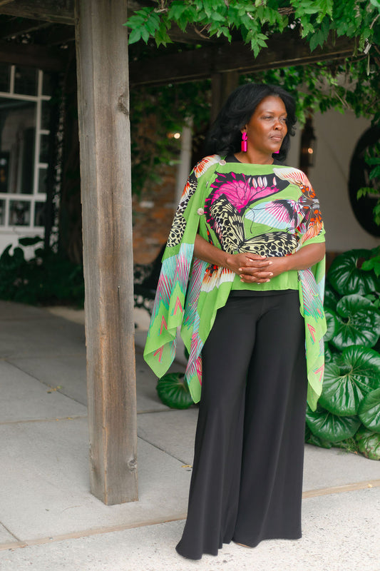 Big Butterfly Poncho | Green