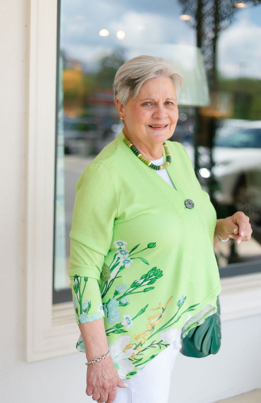 One Button Cardigan | Lime
