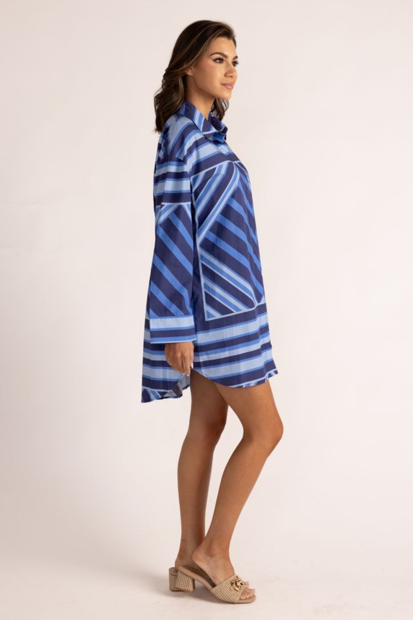 Parker Dress | Blue Geo Stripe