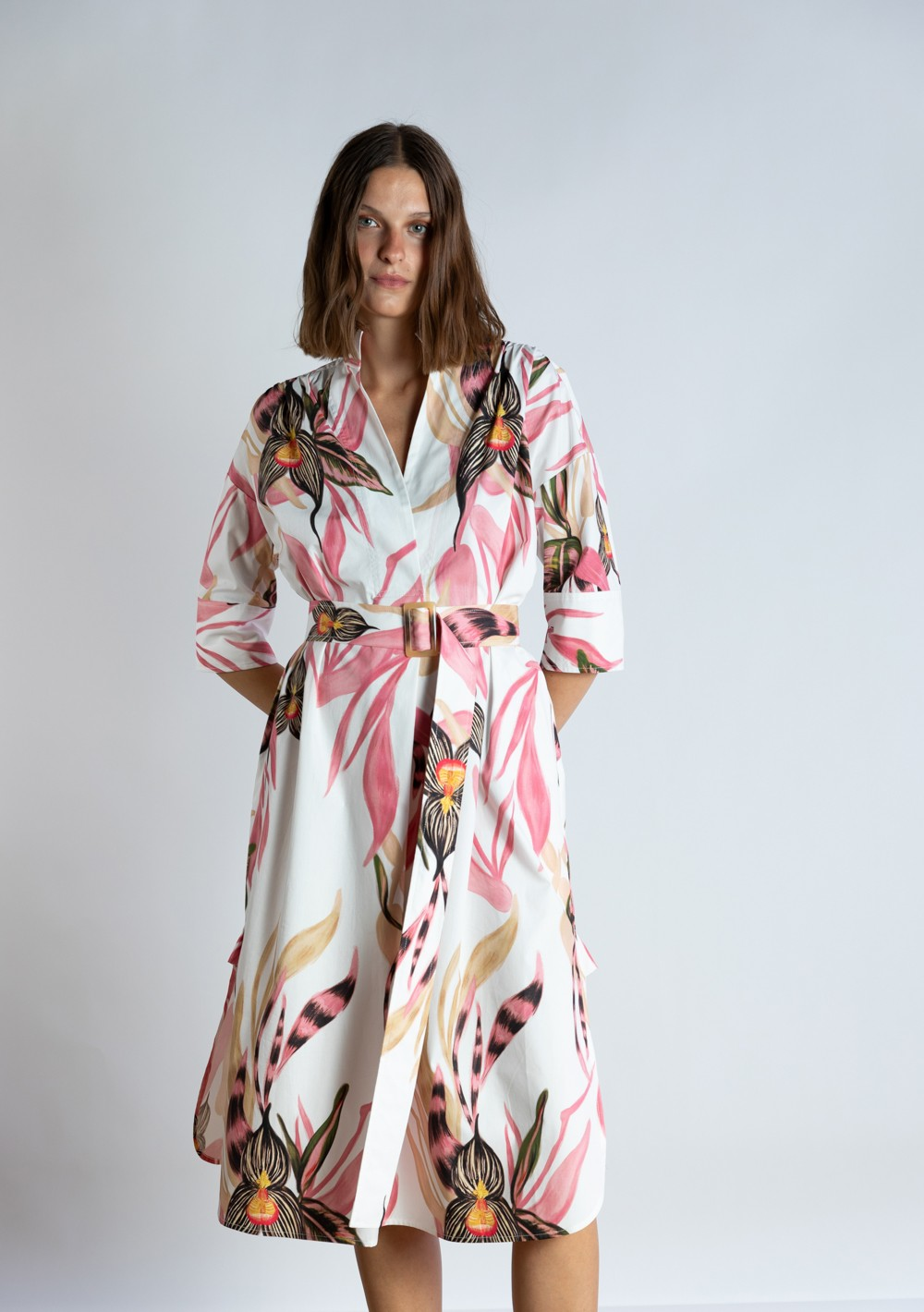 Poplin Floral Dress | Pink