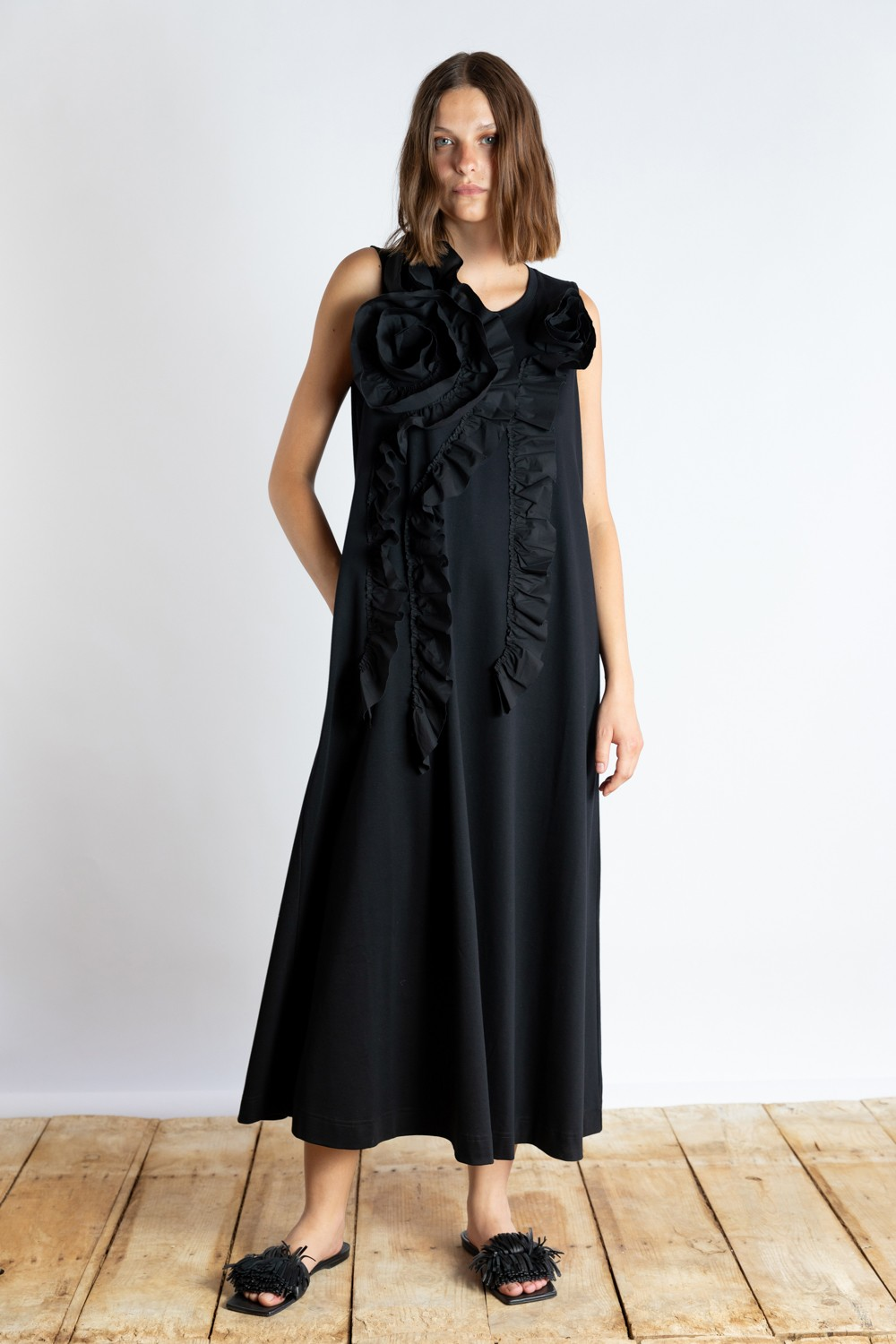 Ruffle Accent Dress | Black